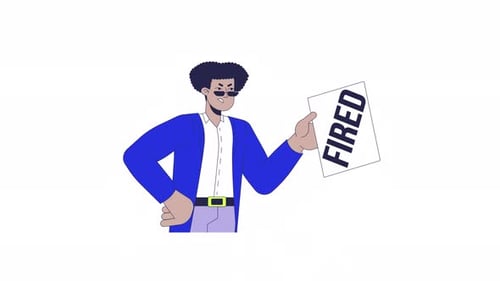 Mean latin american man firing workers line 2D character animation