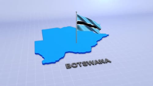 Botswana Country Map and Flag Reveal Animation