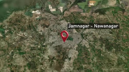 Carte de la ville de Jamnagar - Nawanagar (Inde) de l'espace à la Terre