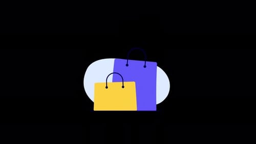 Animated Shopping Bags Icon in Flat Design Style