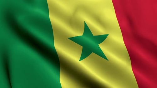 Senegal Flag Waving in Realistic Wind