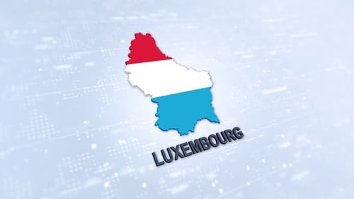 Animated 3D Luxembourg Map with Flag and Country Name Reveal