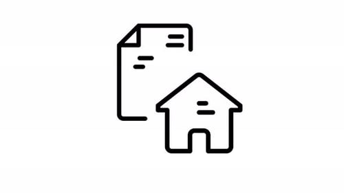 Animated House and Document Outline Icon Reveal