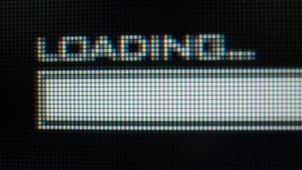 Loading bar flashing on computer screen pixelated., Technology Stock ...