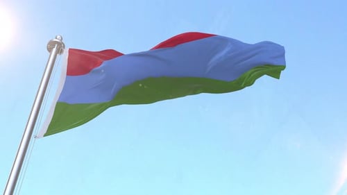 Seamless Loop Waving Flag Animation with Red Blue Green Stripes