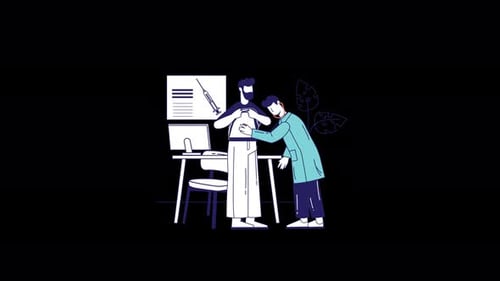 Flat Design Doctor Examines Patient Animation