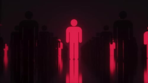 Red Business Male Icon Neon Glowing Background