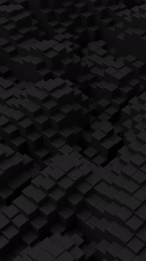 Ripples on Grid of Black Blocks Abstract Background Loop of Waves of Square Columns Voxel Noise
