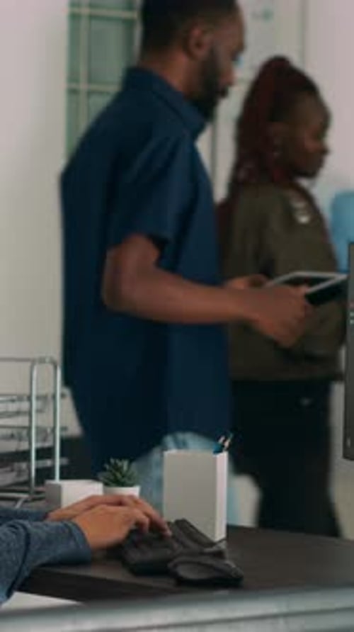 Vertical Video Junior Developer Writing Database Code to Create New User Interface on Computer