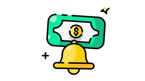 Animated Line Icon: Money and Notification Bell