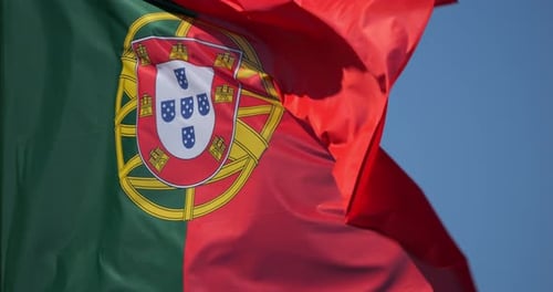 Flag of Portugal Waving in the Wind