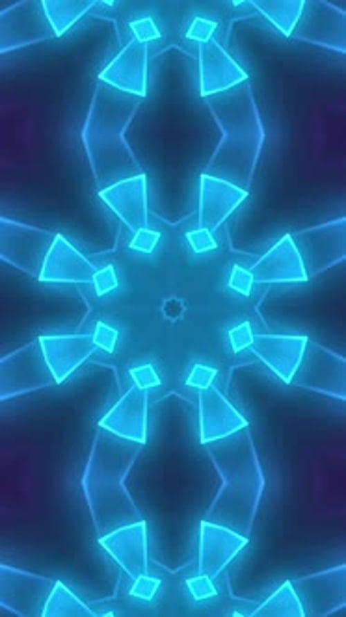 Dynamic Neon Glowing Kaleidoscope Abstract Geometric Patterns