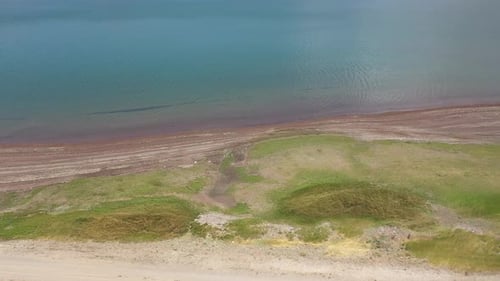 Aerial View Of The Dam Lake Whose Water Level Has Decreased Due To Global Warming