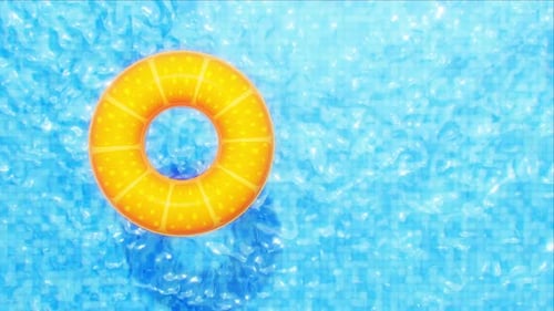 Yellow Pool Float Floating In Swimming Pool