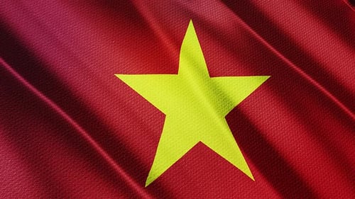 Flag of Vietnam Waving Seamlessly with Textured Fabric