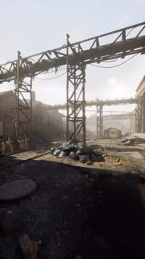 Devastated Factory Building in Neglected Urban Area Vertical