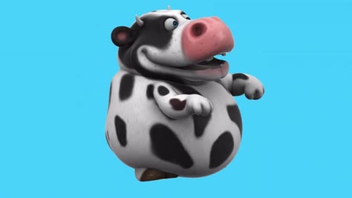 Fun 3D cartoon cow dancing (with alpha channel)