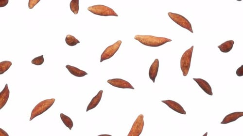 Natural Sweet Potatoes Falling Gently on White Background