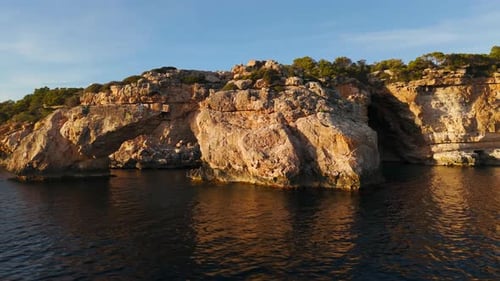 Wild rocky eroded arched formation of Mallorca island