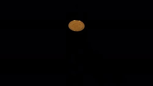 Golden Euro Coin Spinning Animation Loop on Black