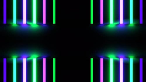 Purple And Turquoise Neon Lights Wall Kaleidoscope Background Vj Loop In 4K