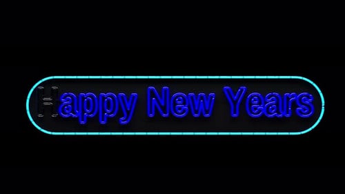 Happy New Years Glowing Neon Text Animation