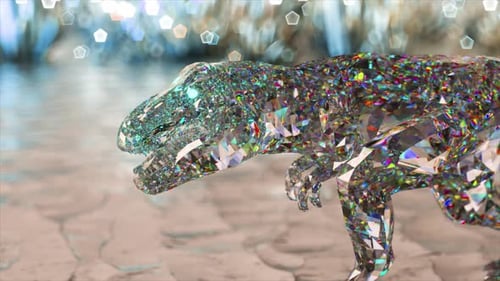 Shimmering Diamond T-Rex Walking Animation Loop