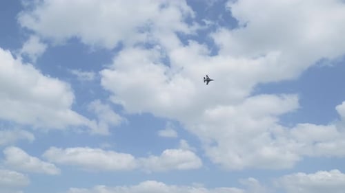 one show jet is flying. 4K.