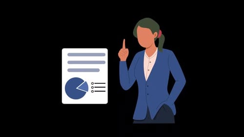 Woman Checking Graph Animation HD On Alpha