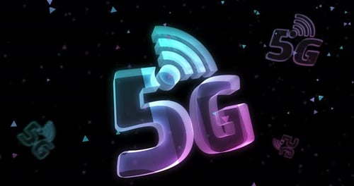 5G mobile network technology symbol loop digital concept