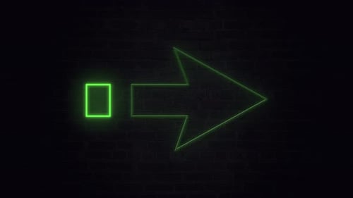 Animation of a green neon arrow pointing to the right