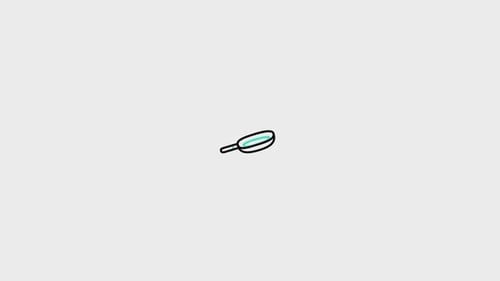 Flat Design Animated Icon: Magnifying Glass to Frying Pan
