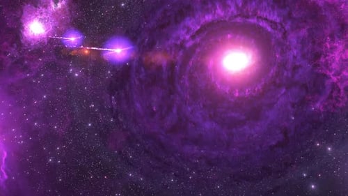 Cosmic Space Background with Swirling Purple Nebula and Stars