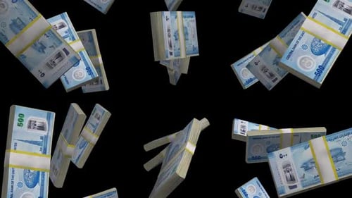 Realistic Bundles of Money Falling Alpha Channel Loop