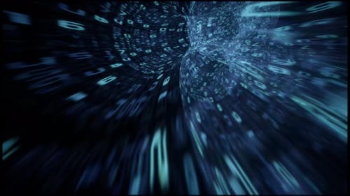 Blue Binary Code Data Tunnel Abstract Background