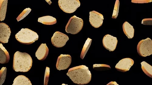 Seamless Loop of Falling Bread Slices