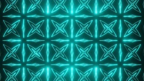 Cyan On Black Abstract Neon Glowing Star Patterns Background Vj Loop Animation In 4K