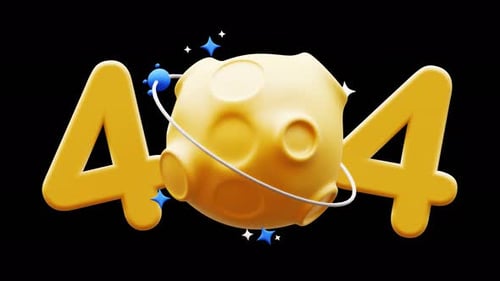 404 Fehler 3D-Animation, Mondthema, Alpha-Hintergrund