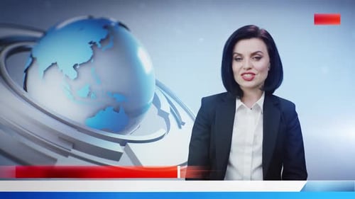 News Broadcast: Woman Presenting Global Information in Studio