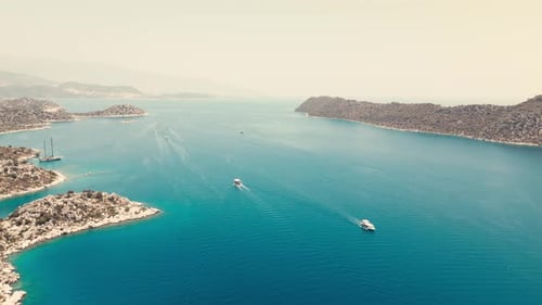 Aerial View of Turquoise Coastline and Bays