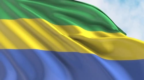 Realistic Looping Gabon Flag Waving Animation