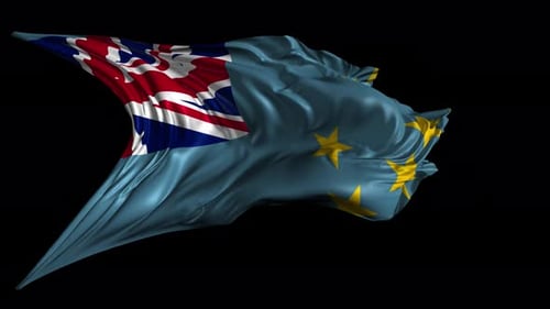 Waving Tuvalu Flag Animation on Black Background