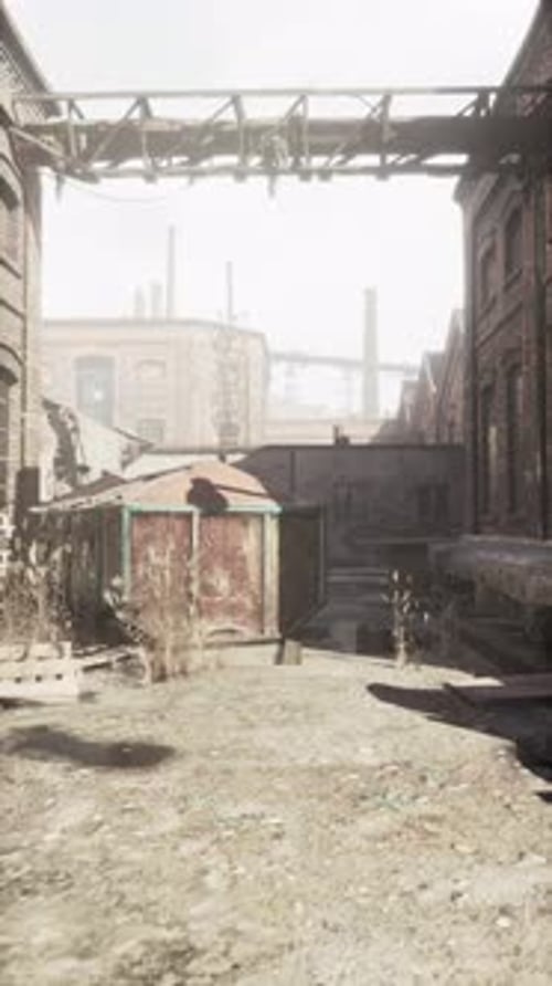 Urban Street With Industrial Building Vertical