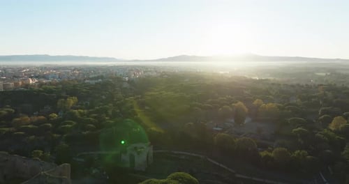 Aerial View of the Cityscape of Rome Italy