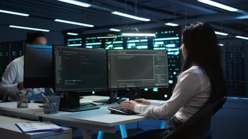 Team of Programmers in Data Center Responsible for Repairs