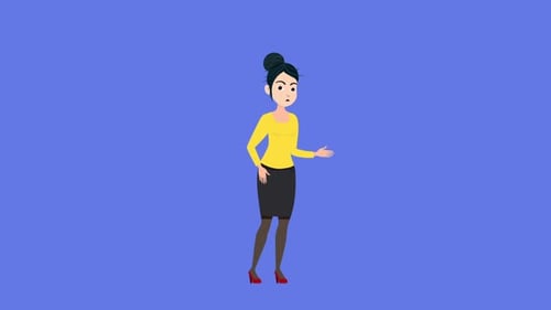 Animated Woman Explaining Gesture Flat Design Loop