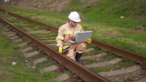 Specialist Railway Engineer Monitoring the Condition of Railway Sleepers and Steel Rails