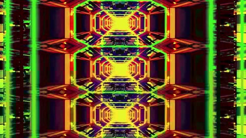 Abstract Futuristic Tunnel Loop Animation with Neon Lights
