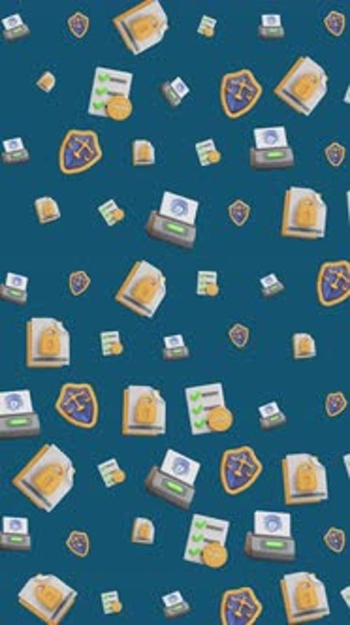Legal Security Document Justice Compliance Animation Pattern