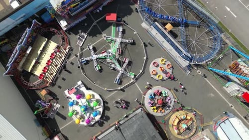 Top-down aerial view of an amusement park
